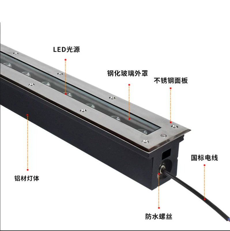 LED ストリップ地下ライト埋め込みフロアライト屋外防水ガーデンライトストリップグラウンドライトストリップ 220V24 ボルト|undefined