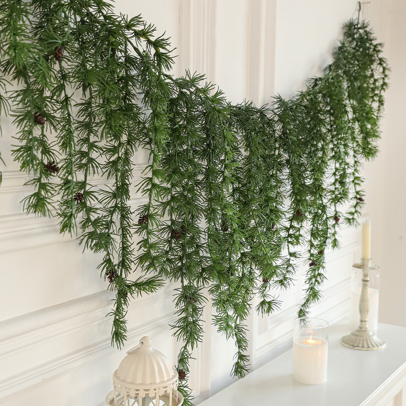 Nuevo estilo de imitación de vid Pe hoja de ramas de flores de plantación verde pared colgante pared colgante puerta colgante vid decoración de Navidad
