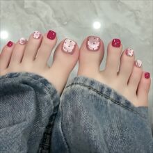 24片猫眼显白脚指甲贴片穿戴甲脚趾甲美甲成品批发脚甲甲片假指甲