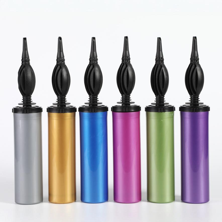 Double Pu SPU color macaron metallic balloon pump hand push two-way inflator pump toy wedding party