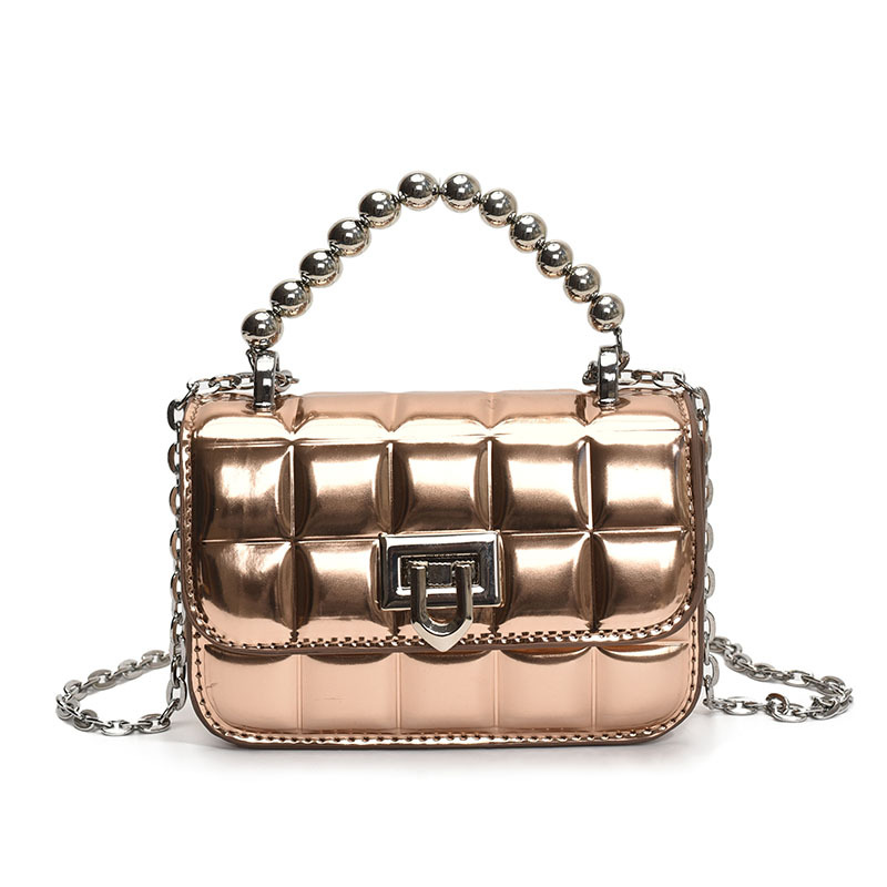 Bolso de hombro para niños y niñas de color sólido, bolso de cadena de bebé brillante de charol de moda 2025 nuevo mini bolso para niños