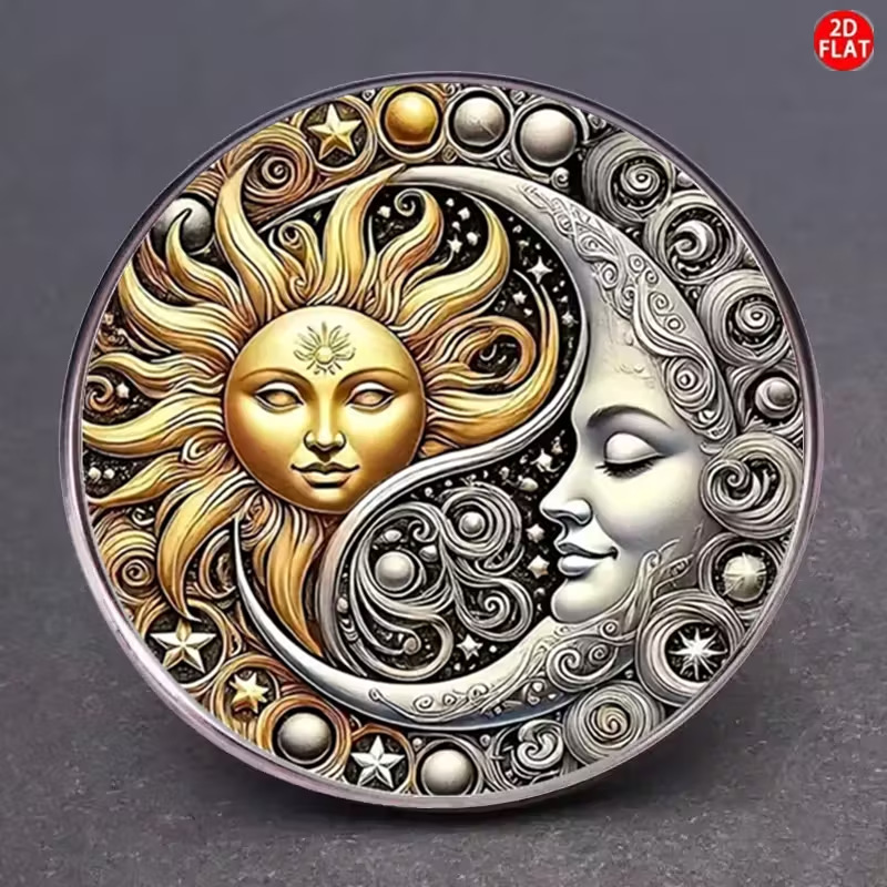 Cross-Border European and American Hot-Selling Sun and Moon Goddess Personalized Design Time Gemstone Brooch Suitable for Clothing, Bags and Accessories