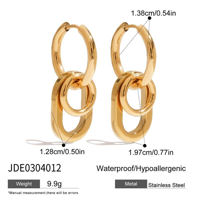 静かなデザインのモダンなミニマリスト 18K ゴールドステンレス鋼ラウンドオーバルリングペンダントイヤリング卸売|undefined
