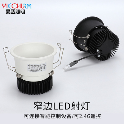 無主燈照明led射燈嵌入式天花燈家用客廳可調角度防眩cob窄邊筒燈
