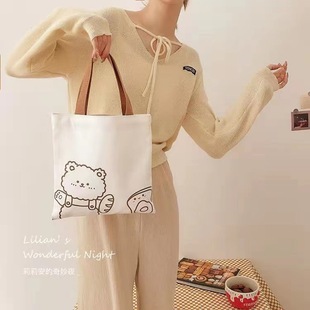 Factory spot canvas bag wholesale large capacity creative environmental protection bag fashion pattern portable canvas bag logo printing