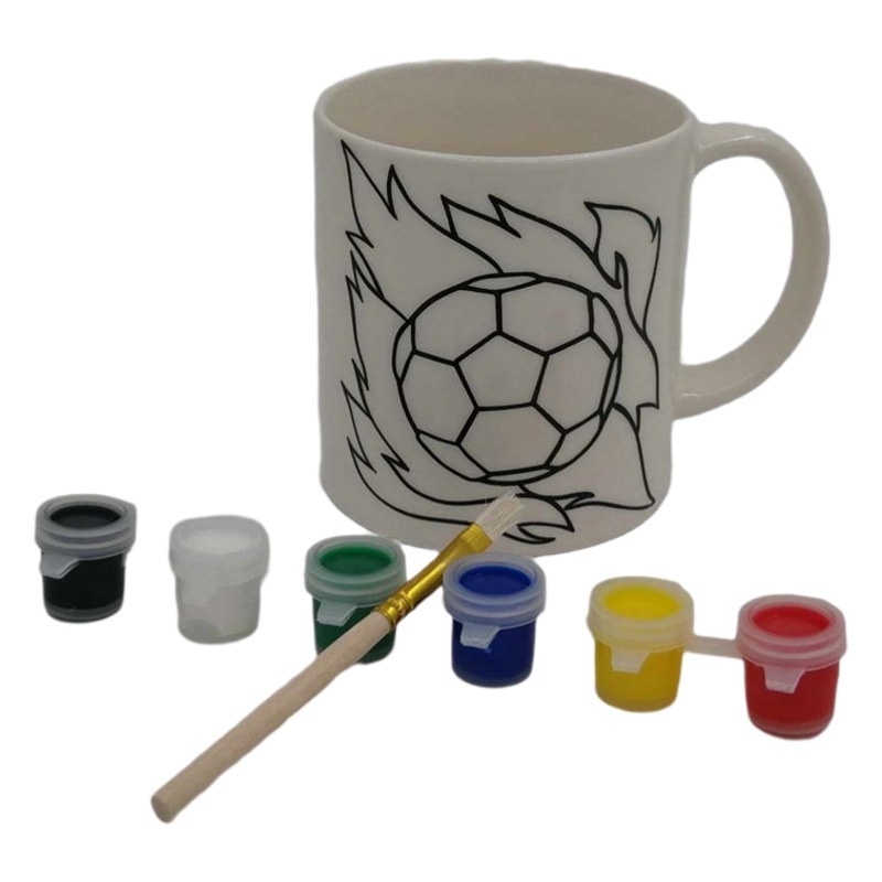 Taza para colorear con pincel de cerámica cuidadosamente seleccionada, pintura navideña, taza de agua para graffiti, taza educativa de porcelana de temperatura media para pintura DIY