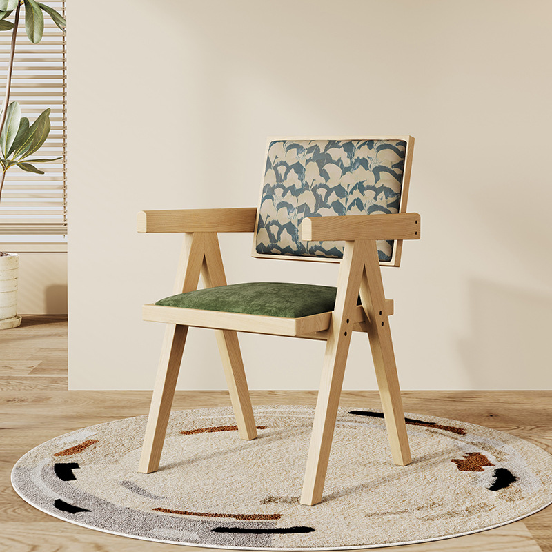 Sillas de comedor de madera maciza sillas medievales nórdicas con reposabrazos sillas K sillas de caña domésticas sillas de caña Chandigarh