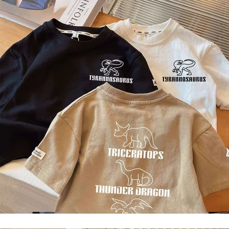 Хлопковая летняя тонкая трендовая футболка для мальчиков, детская одежда