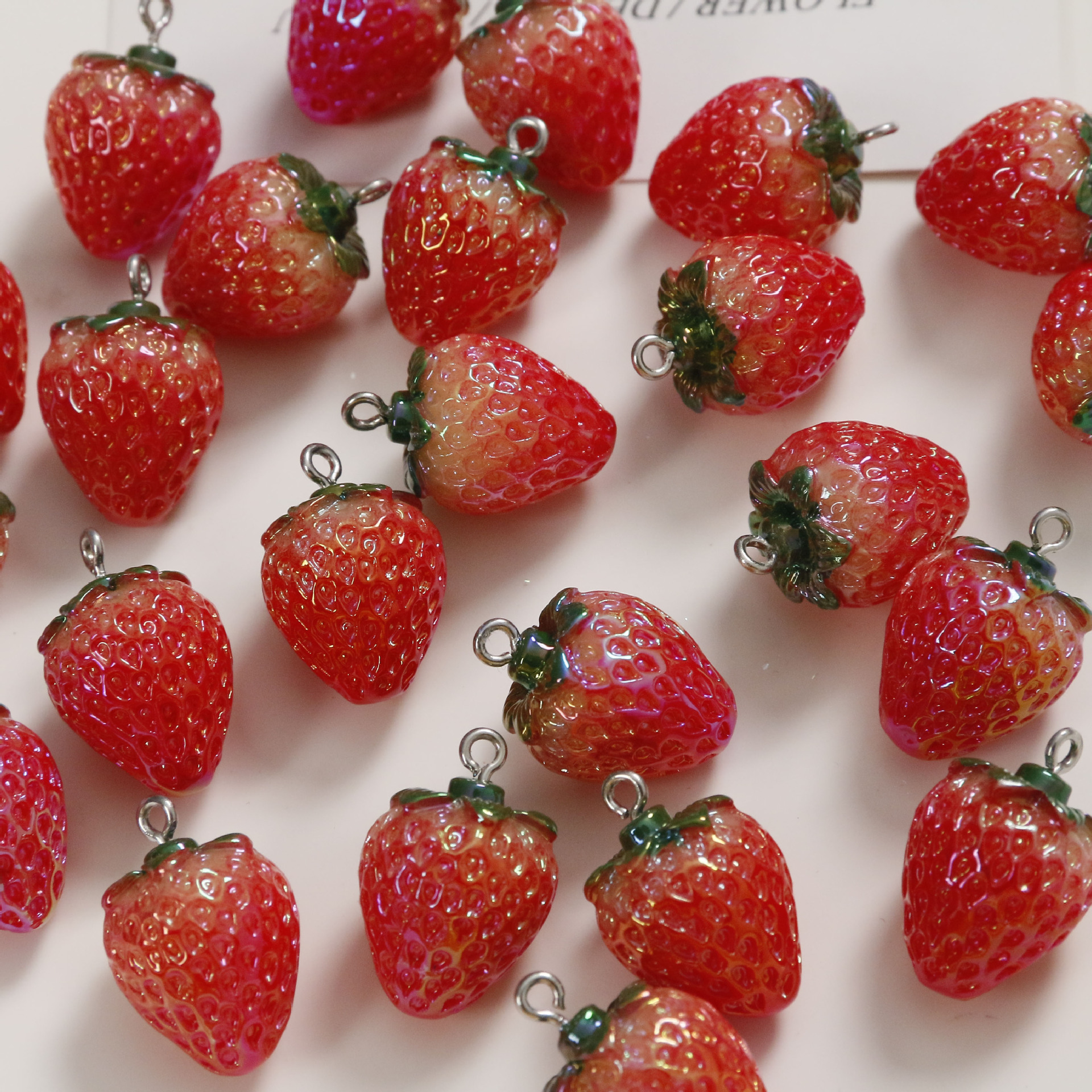 6g Weight Pendant Jewelry Making Type 24*15mm Jewelry Making Size DIY Jewelry Accessories Classification 1 Piece Quantity Resin Material Strawberry Pattern Plating Design Cute, Sweet Style 1 Piece 24*15mm Resin Strawberry Pendant 4