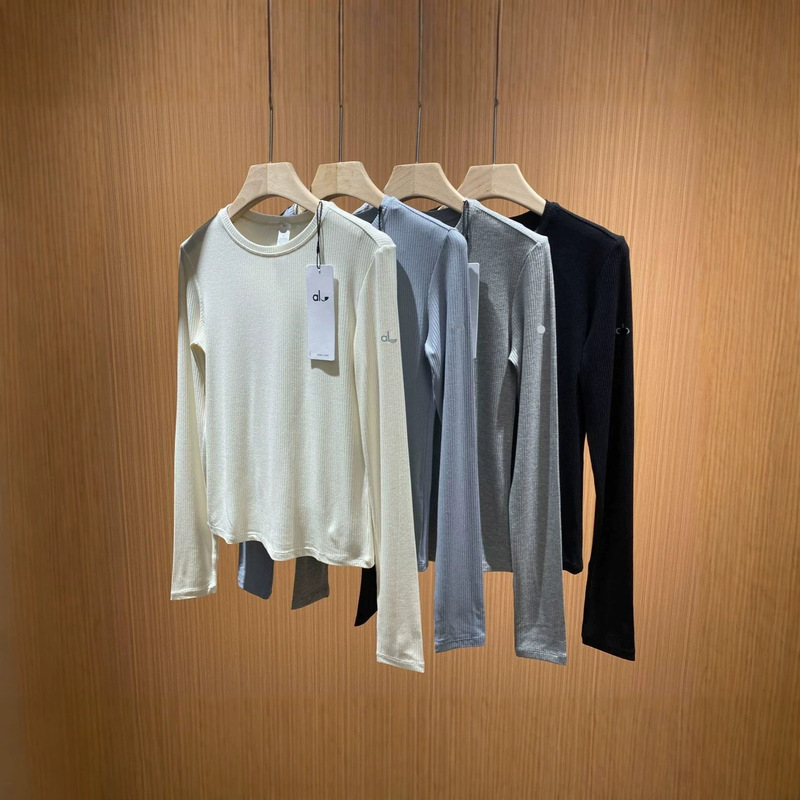 In-stock AIO Pilates long-sleeve pure cotton base shirt T-shirt for women, elastic ribbed sports top for fitness training and yoga In-stock AIO Pilates long-sleeve pure cotton base shirt T-shirt for women, elastic ribbed sports top for fitness training and yoga