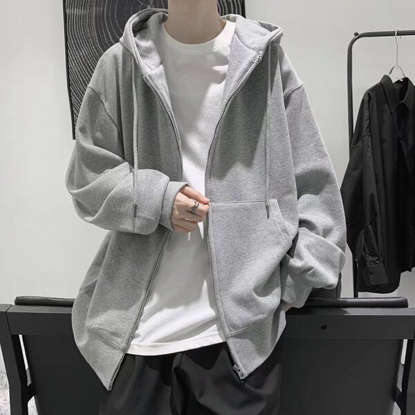 카디건 후드 스웨터 남자의 가을 새로운 한국 패셔너블 탑 의류 Ins Loose 캐주얼 솔리드 컬러 재킷