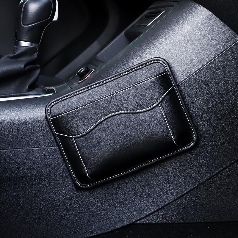 Qìchē Car Phone Storage Bag Paste Type Car Center Console Storage Box (Car storage bag/box) - black