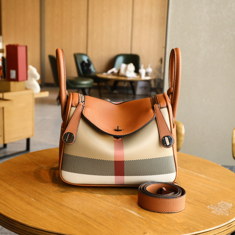 Cross-Border 2025 New Model Mini Lindy Bag Doctor's Bag Genuine Leather Plaid Women's Bag Pillow Bag Shoulder Crossbody Handbag Cross-Border 2025 New Model Mini Lindy Bag Doctor's Bag Genuine Leather Plaid Women's Bag Pillow Bag Shoulder Crossbody Handbag