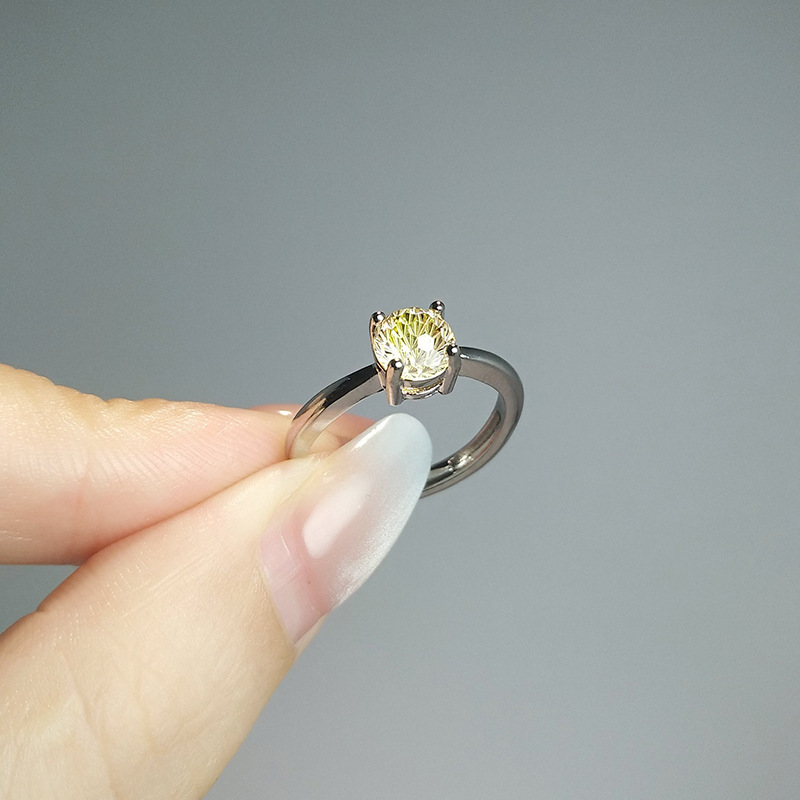 直播热销四爪圆形烟花切粉石戒指女时尚潮流爆闪蓝石龟面活口指环|undefined