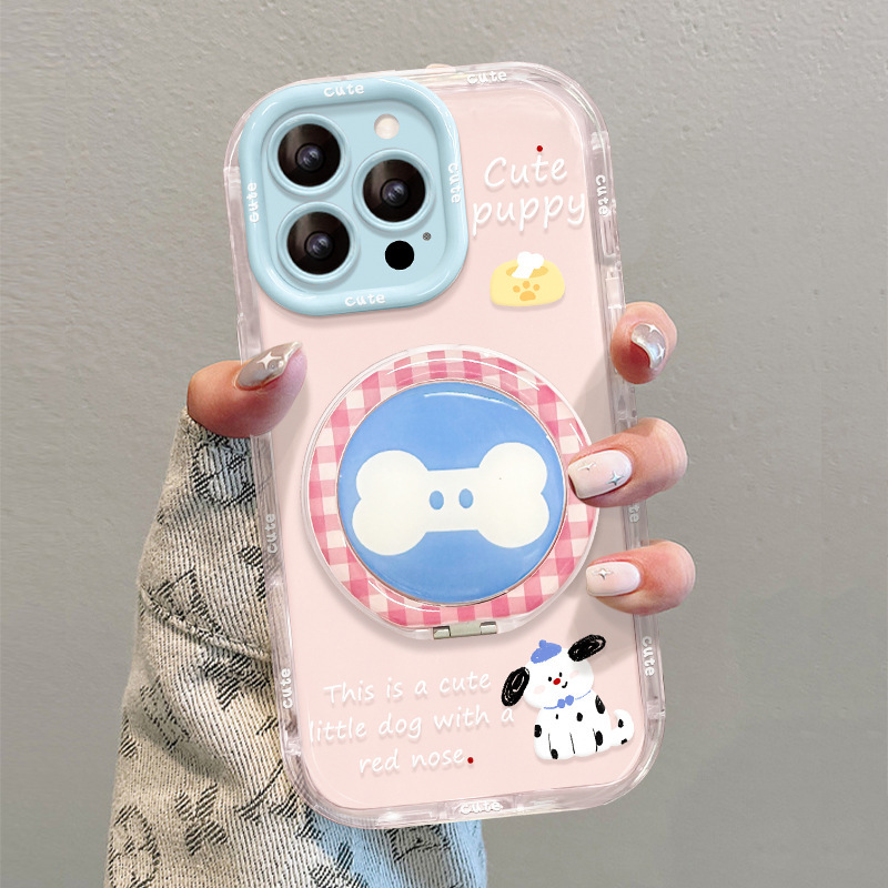 Spotted Puppy Suitable for Apple 16E Jelly Mobile Phone Case 15Pro Magnetic Stand 13 Cute Cartoon 14 Cream Case Spotted Puppy Suitable for Apple 16E Jelly Mobile Phone Case 15Pro Magnetic Stand 13 Cute Cartoon 14 Cream Case