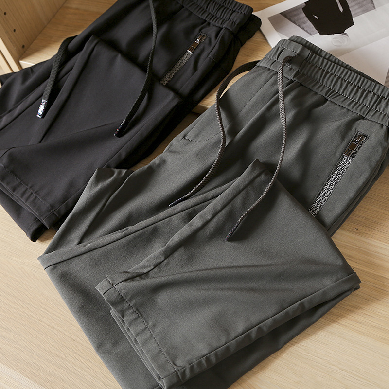 Summer Stretch Breathable Men's Casual Pants All-match Fashion Pants Men's Drawstring Elastic Waist Sports Pants Thin 4401