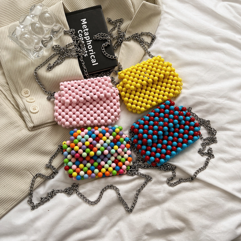 Women's Mini Arylic Multicolor Cute Beading Flip Cover Crossbody Bag display picture 6