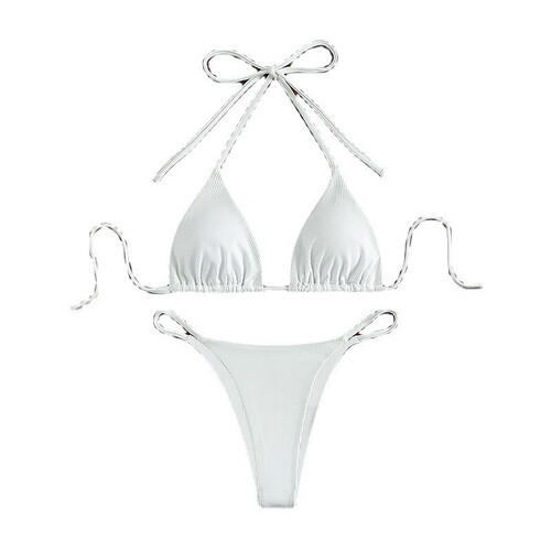Amazon tie waist bikini for women, 2025 new model, European and American sexy beach bikini, hot spring swimming suit