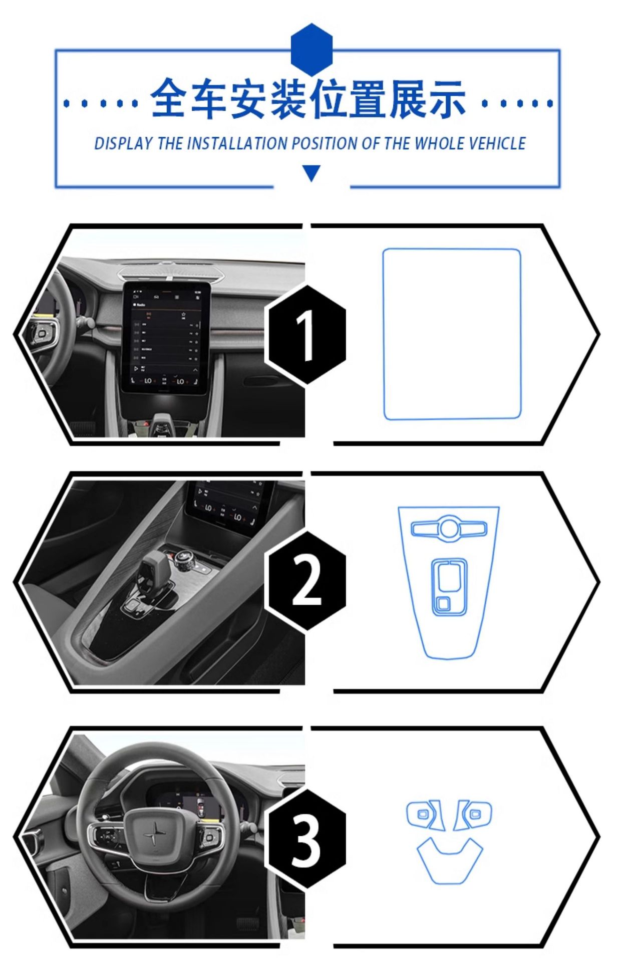 Suitable for 21-24 Polestar 2 Screen Central Control Car Interior Car Modification Accessories Transparent Protective Film