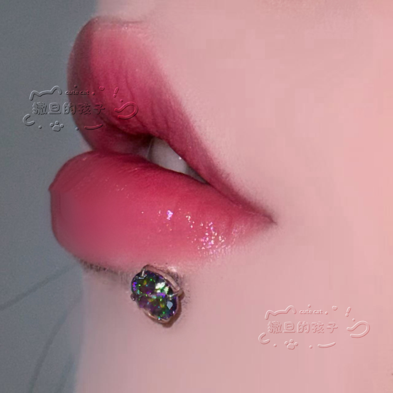Satan's Child Senior Art Student F136 Titanium Alloy Lip Stud Big Sparkling Diamond Lip Piercing Ring Ear Cartilage Stud detail image 12
