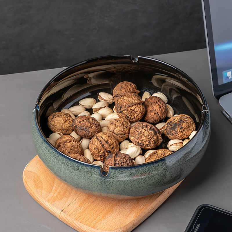 가마 변경 라운드 재떨이 사무실 높은 색상 가치 세라믹 재떨이 홈 복고풍 거실 빛 고급 사무실 연기 통