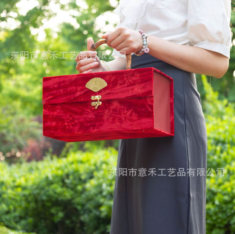 Hewan 2025 新製品 Shanhe Bamboo Rhythm 新しい中国風のベルベットのお土産ギフトボックスハイエンド竹ポータブルボックス|undefined