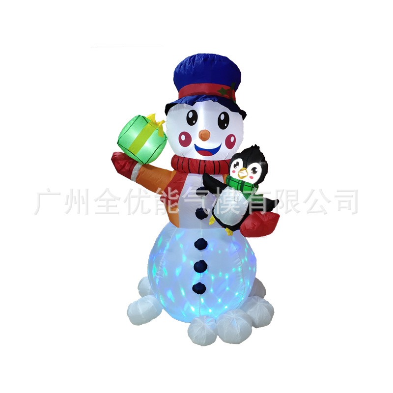 圣诞节庭院气模 内置LED灯雪人企鹅小礼品气模