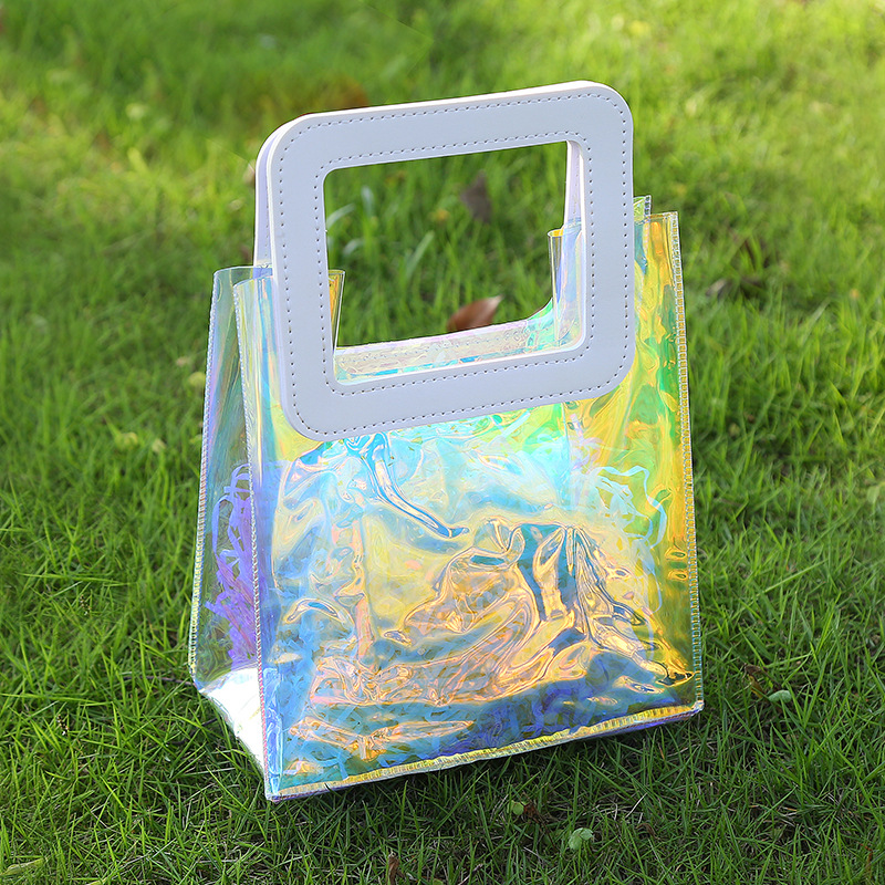 Bolsas de mano láser bolsas personalizadas bolsas de plástico de PVC bolsas de jalea bolsas de regalo transparentes bolsas de regalo transparentes