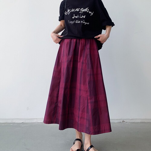 7-Color New Arrival In Stock 2024 Spring Summer Korean Bestselling Checked Semi-Skirt, Versatile Fashion Large Swing A-Line Skirt