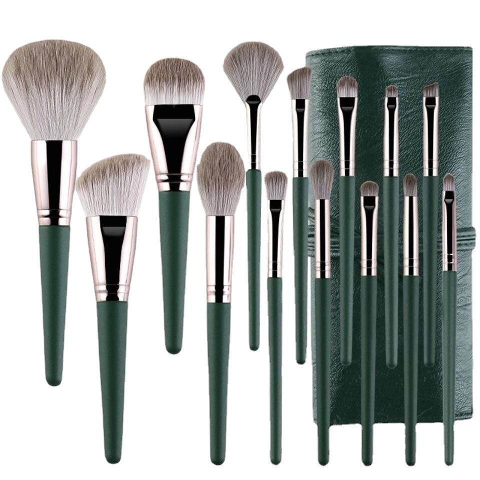 Pattern Green Cloud 14 Makeup Brush Set...