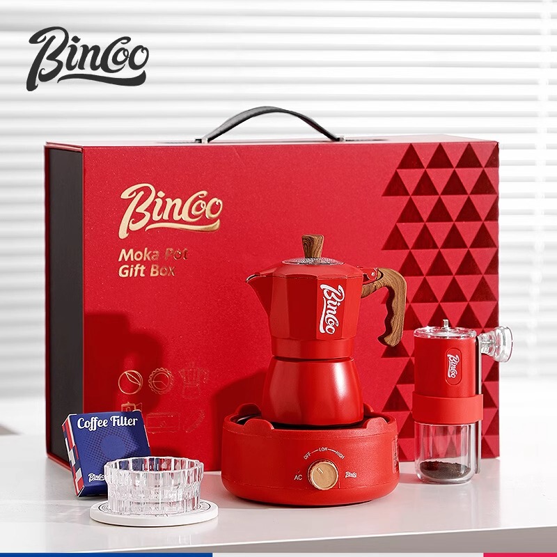 Bincoo Double Valve Moka Pot Satchel Gift Box Set Birthday Wedding Souvenir Coffee Pot Holiday Creative Gift