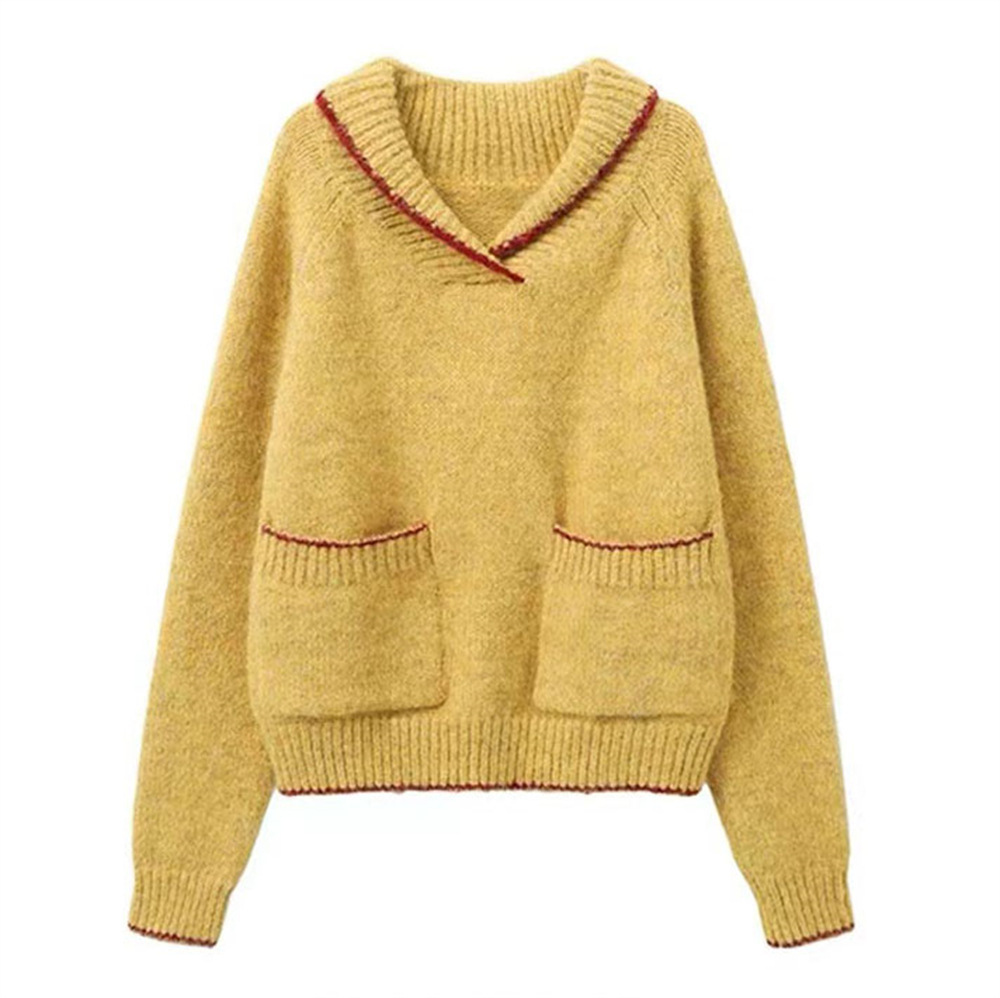 24 Dongpuyuan coreano de diseño retro suéter suelto casual camiseta de punto blusa
