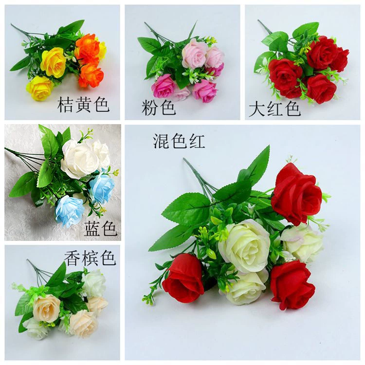 Фабричная имитация цветов оптом, объем от You Rose Living Room Home Decoration Silk Flowers 6 Гранатовые искусственные букеты