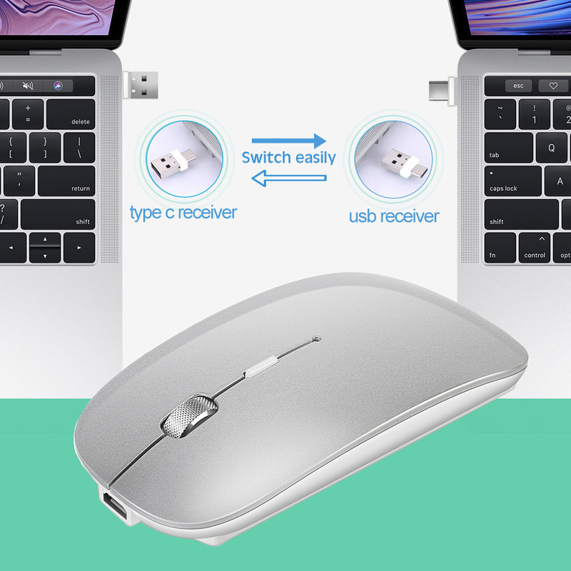 Cross-Border Exclusive Wireless Mouse Usb+Type-C Charging Laptop Bluetooth Computer Tablet Office Wireless Dual-Mode