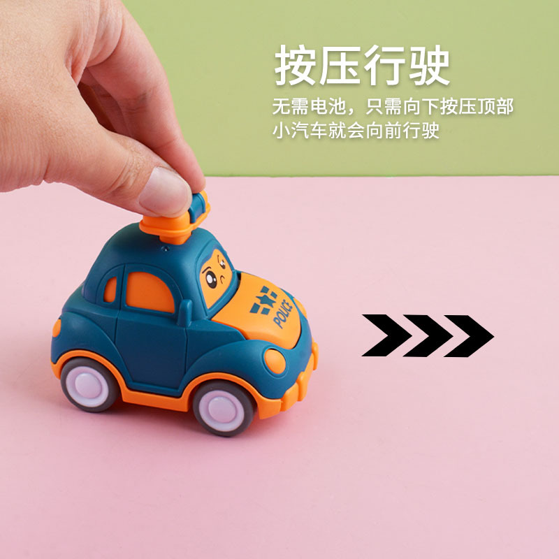 Niños prensa coche niños y niñas de dibujos animados inercia Tire hacia atrás coche de juguete kindergarten regalo del bebé puesto al por mayor
