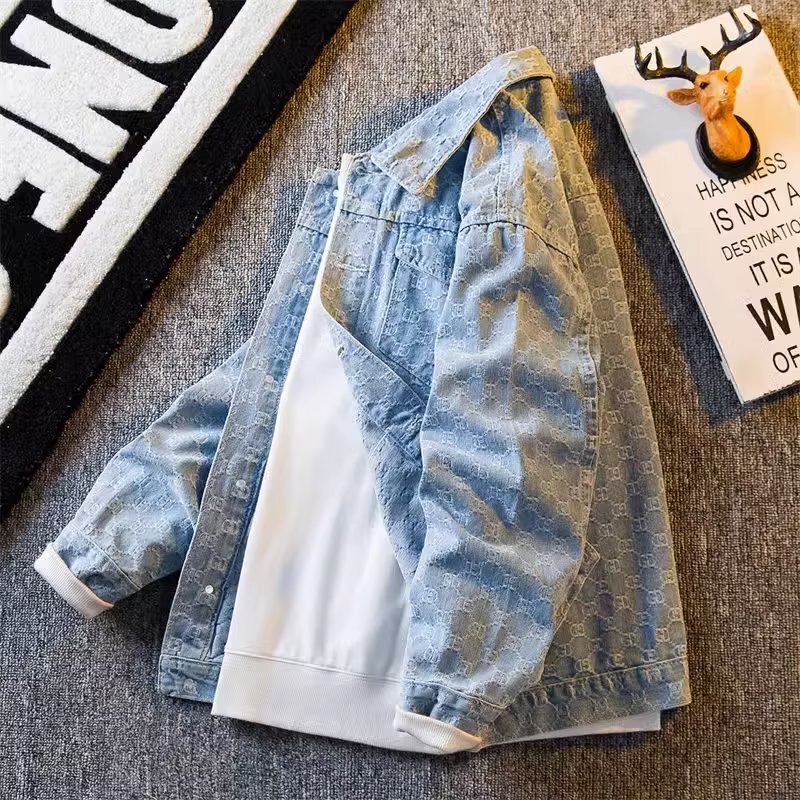 Denim coat men's autumn fashion brand casual spring and autumn workwear jacket boys 2023 new autumn clothes