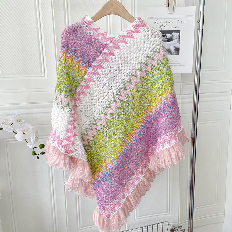 Nacional viento turismo primavera chal femenino irregular cabeza caliente llano borla bufanda fuera con capa