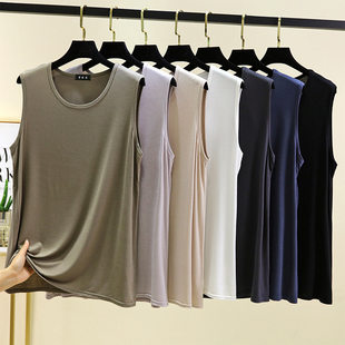 Vest, sports thin T-shirt sleevless with a round collar for leisure, plus size