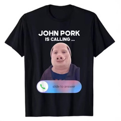 3D プリント付きブラック半袖 T シャツ by John Pors Pors Call the Phone