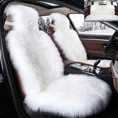 Wool pad, wool seat cushion, winter long - full-set-for-5-seats-in-the-vehicle-pure-white