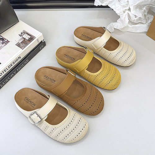 Thick-soled retro breathable Birkenstock-style open-toe sandals for women, suitable for outdoor wear, 2025 new spring and summer one-step Mule flat sandals