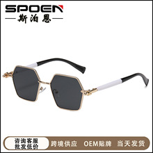 欧美气质复古墨镜金属时尚多边形防紫外线太阳镜休闲百搭遮阳墨镜