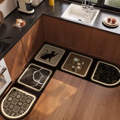 Manufacturer's Kitchen Floor Mat, Non-Slip Household Carpet, Whole L-Shaped Oil-Proof, Waterproof, Dirt-Resistant, Water-Absorbent, Wipeable Diatom Mud (Avtomobil döşəmə paspasları) - gp250610a-14010045