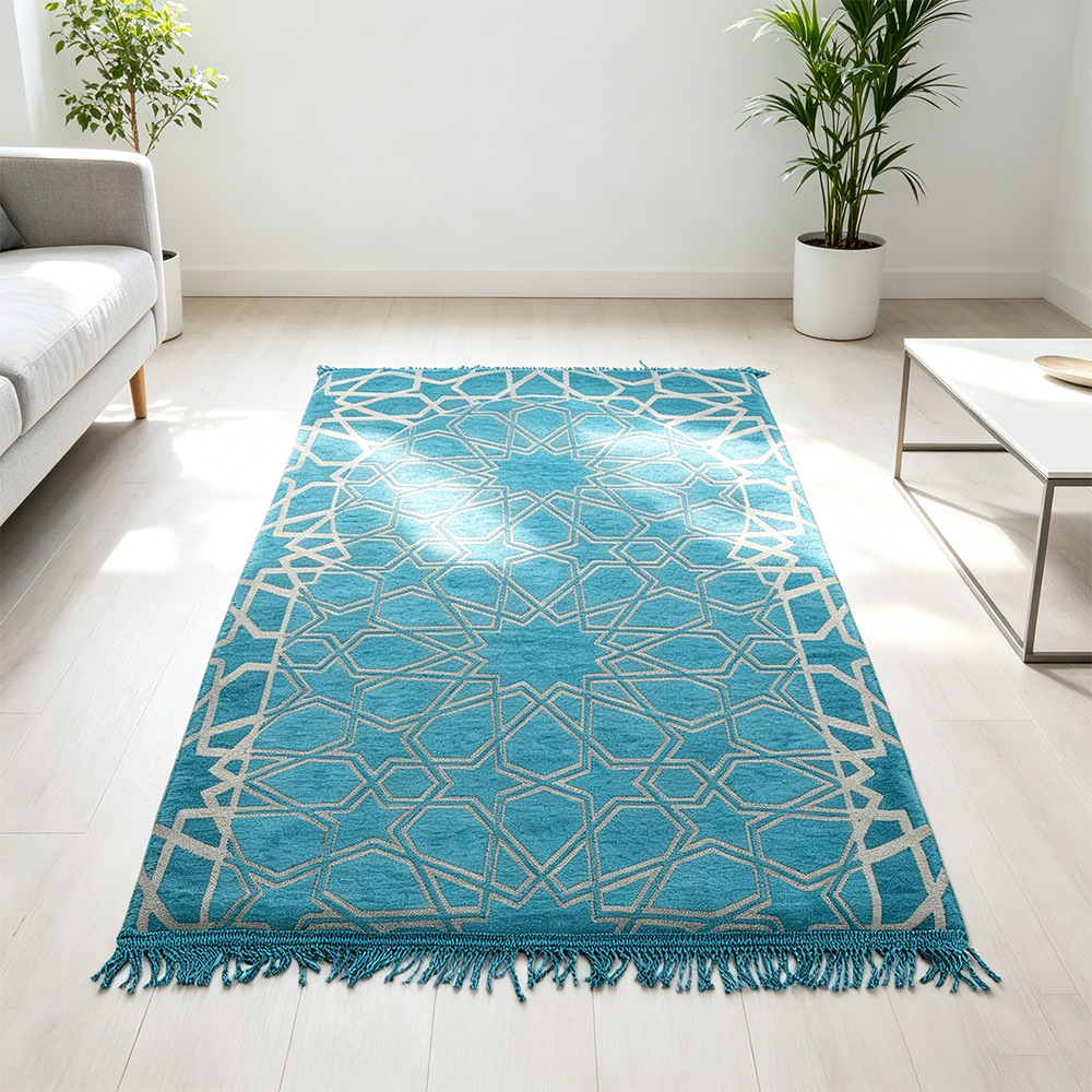 Chenille woven pattern prayer mat slow rebound memory foam cushioning pressure relief prayer mat same color tassel floor mat