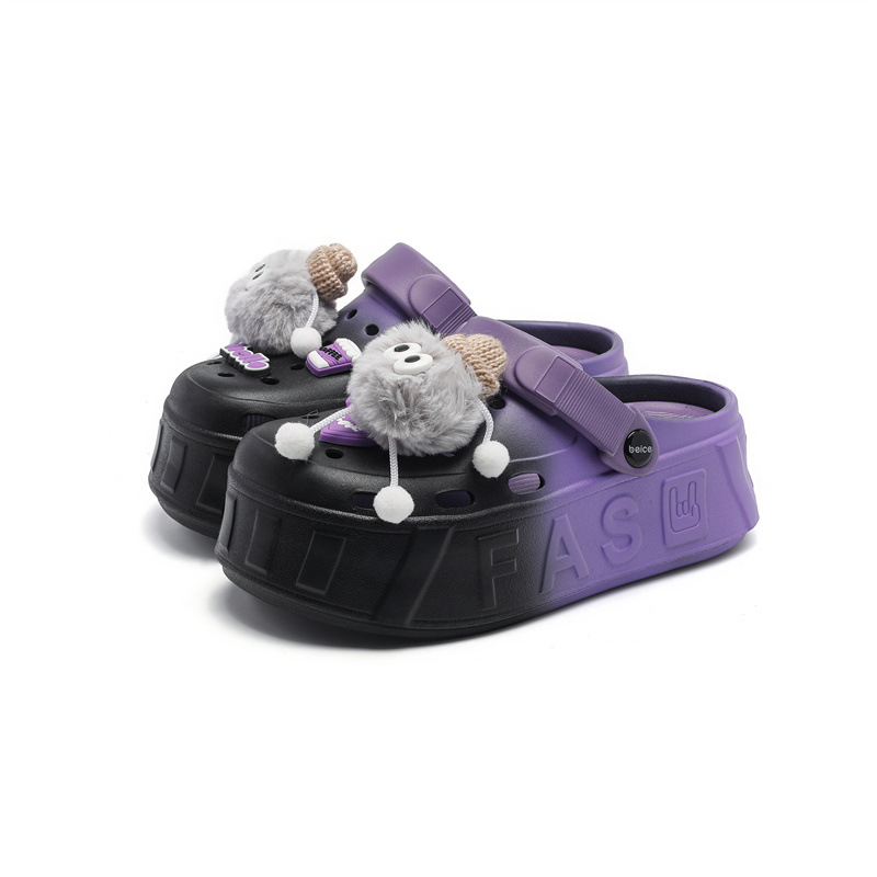 Bola de piel de dibujos animados zapatos lindos con agujeros zapatillas de mujer verano puntera cordones de zapatos zapatos de playa para niñas eva