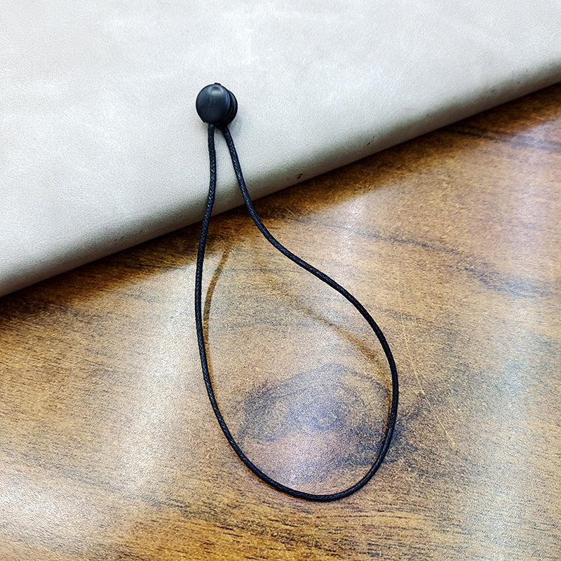 黑色蜡绳圆形按扣吊粒吊牌绳