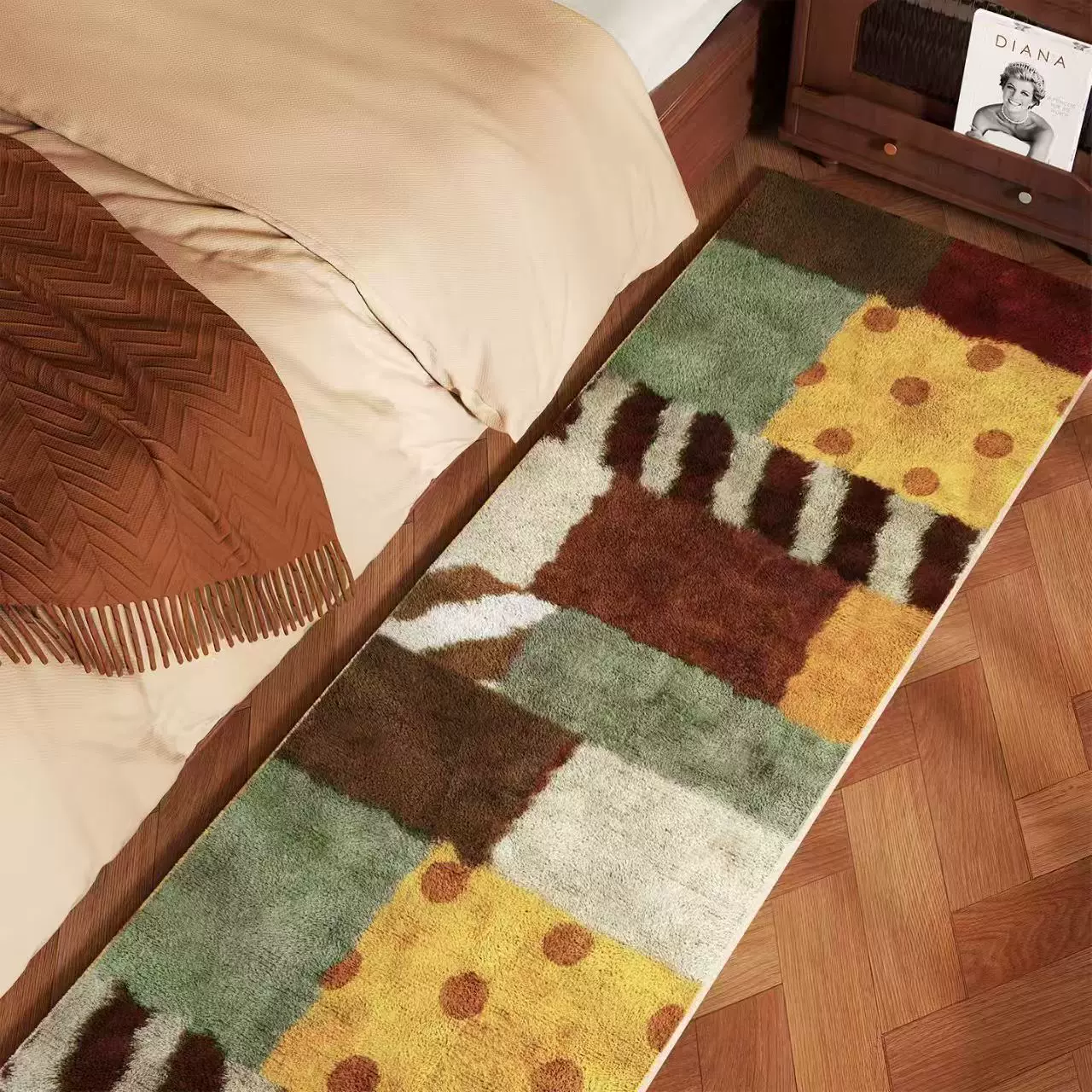 多巴胺卧室床边毯家用加厚仿羊绒耐脏长条床边脚垫飘窗垫可定制