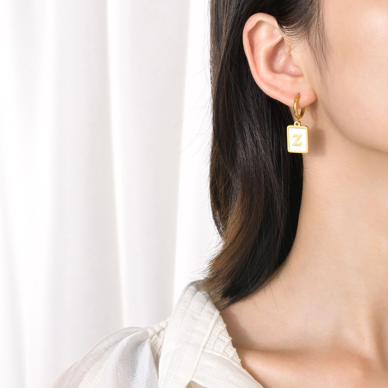 Simple Style Letter Stainless Steel Plating Dangling Earrings 1 Piece