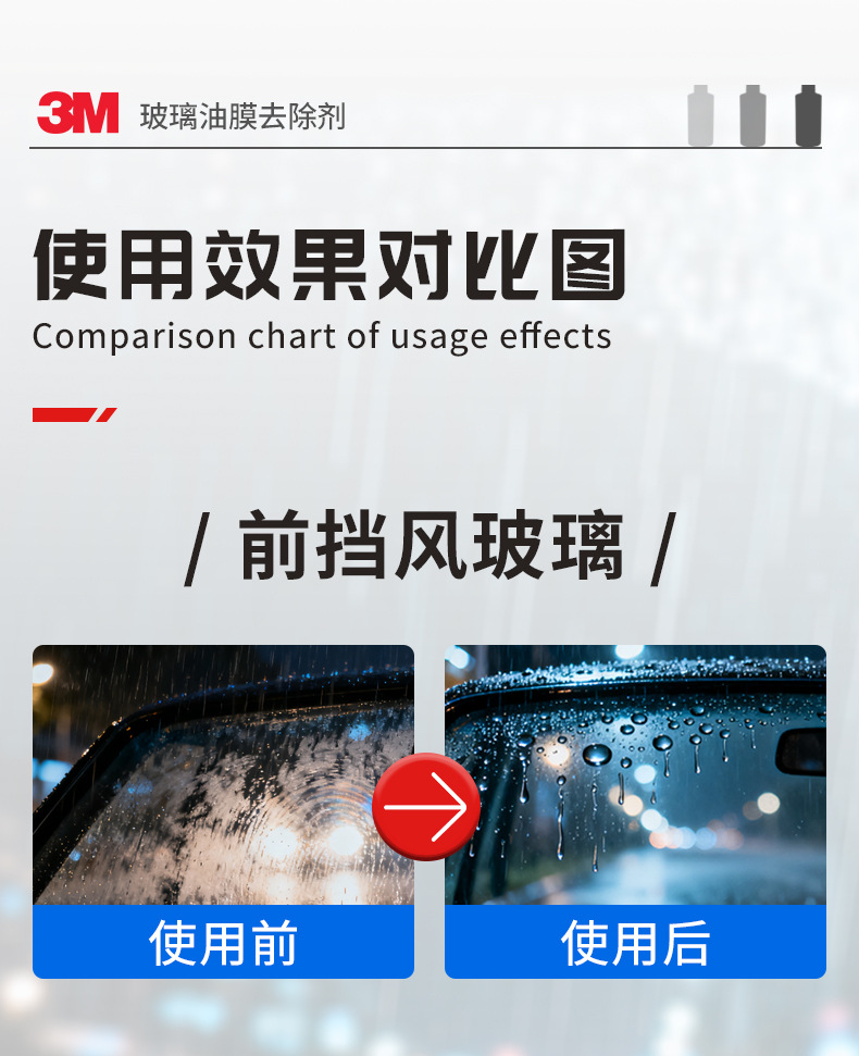 3m Car Windshield Glass Oil Film Remover, Cleaner, Heavy Oil Film Stain Remover