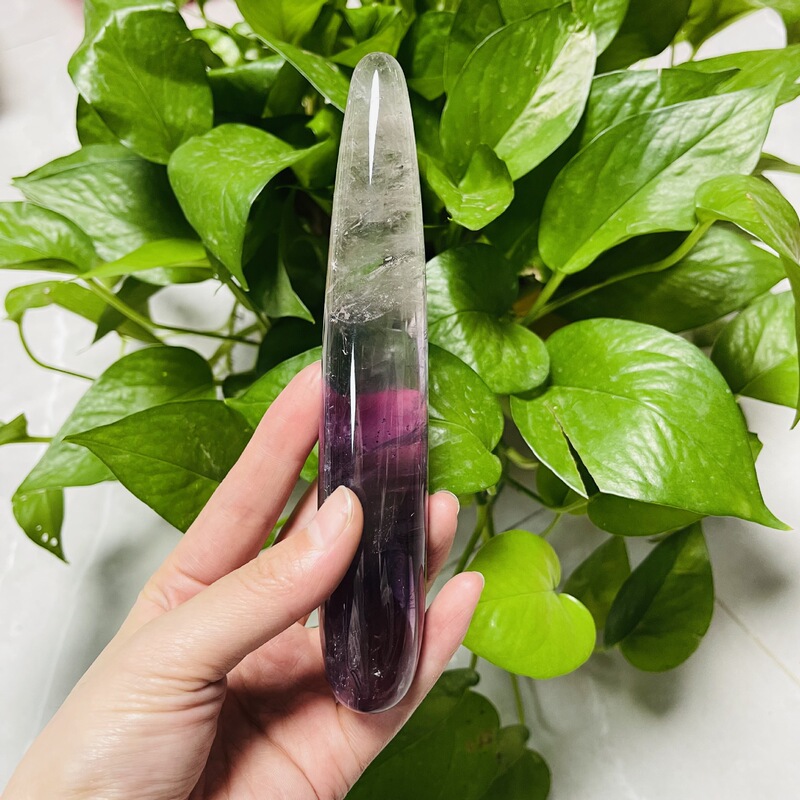 天然水晶紫晶 原石雕刻打磨水晶按摩棒 图 4